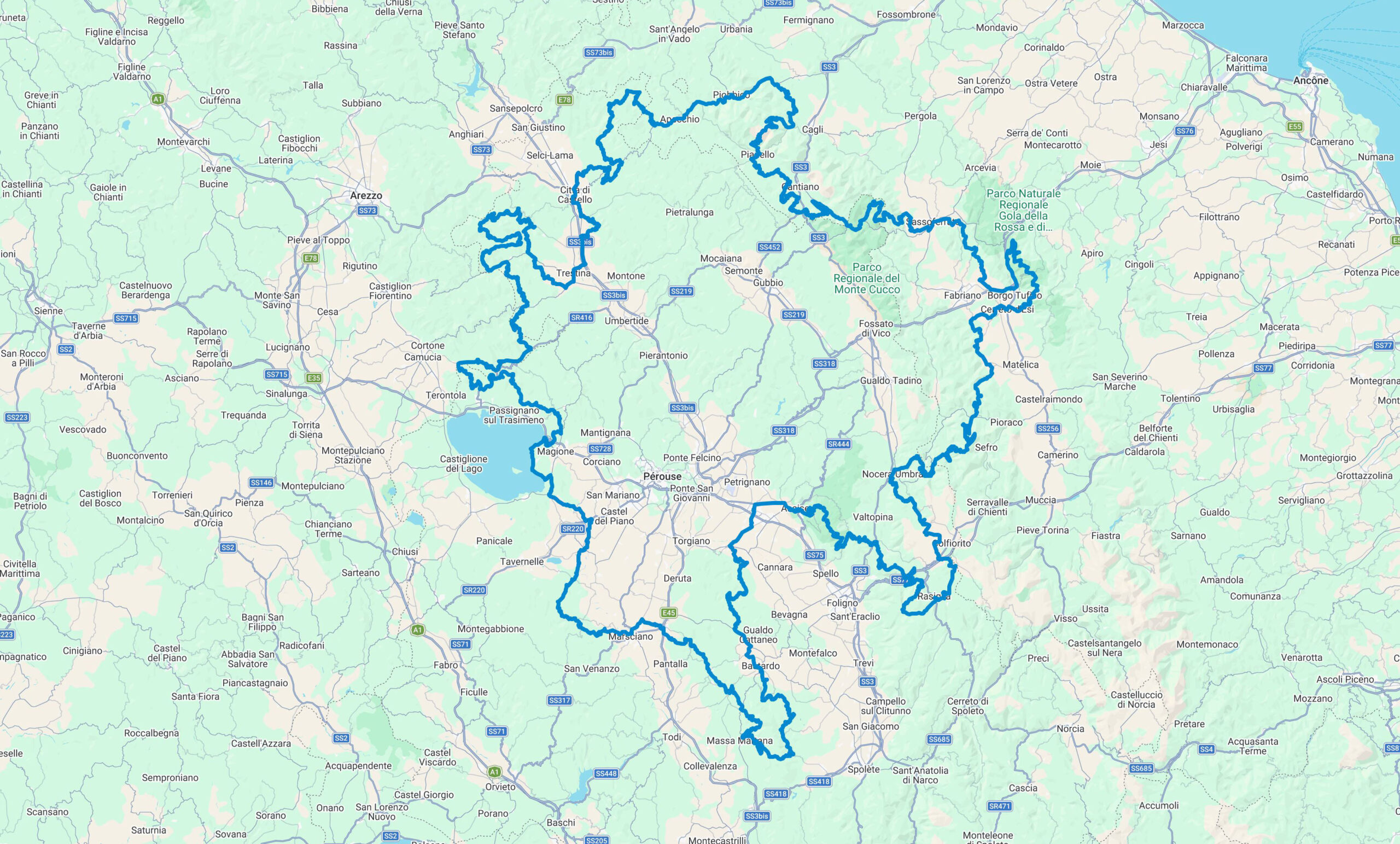 Vue d'ensemble du tracé du Raid d'Ombrie